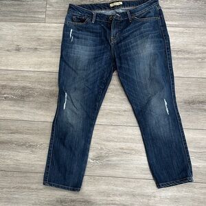 Guess Women's Dark Blue Distressed Boyfriend Jeans